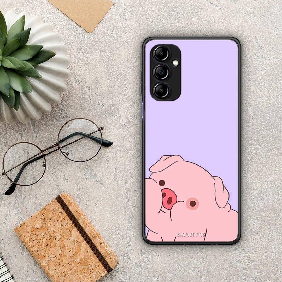 Θήκη Samsung Galaxy A14 / A14 5G Pig Love 2 από τη Smartfits με σχέδιο στο πίσω μέρος και μαύρο περίβλημα | Samsung Galaxy A14 / A14 5G Pig Love 2 Case with Colorful Back and Black Bezels