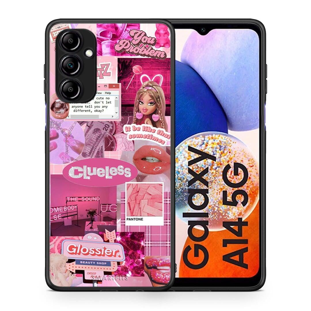 Θήκη Samsung Galaxy A14 / A14 5G Pink Love από τη Smartfits με σχέδιο στο πίσω μέρος και μαύρο περίβλημα | Samsung Galaxy A14 / A14 5G Pink Love Case with Colorful Back and Black Bezels