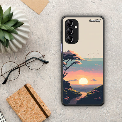 Θήκη Samsung Galaxy A14 / A14 5G Pixel Sunset από τη Smartfits με σχέδιο στο πίσω μέρος και μαύρο περίβλημα | Samsung Galaxy A14 / A14 5G Pixel Sunset Case with Colorful Back and Black Bezels