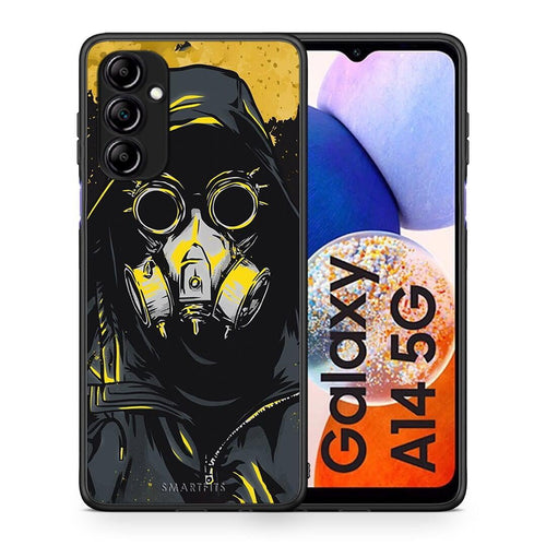 Θήκη Samsung Galaxy A14 / A14 5G PopArt Mask από τη Smartfits με σχέδιο στο πίσω μέρος και μαύρο περίβλημα | Samsung Galaxy A14 / A14 5G PopArt Mask Case with Colorful Back and Black Bezels