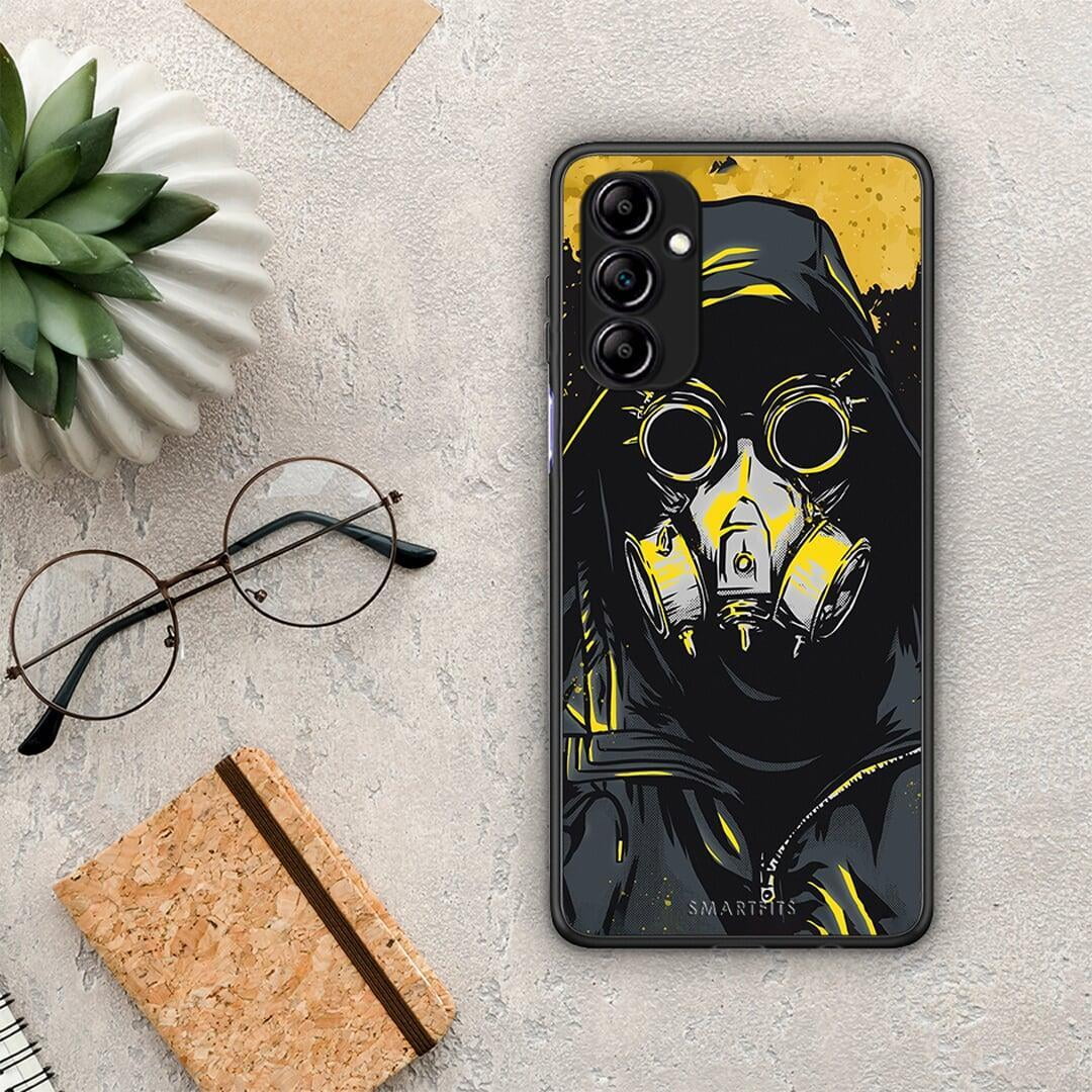 Θήκη Samsung Galaxy A14 / A14 5G PopArt Mask από τη Smartfits με σχέδιο στο πίσω μέρος και μαύρο περίβλημα | Samsung Galaxy A14 / A14 5G PopArt Mask Case with Colorful Back and Black Bezels