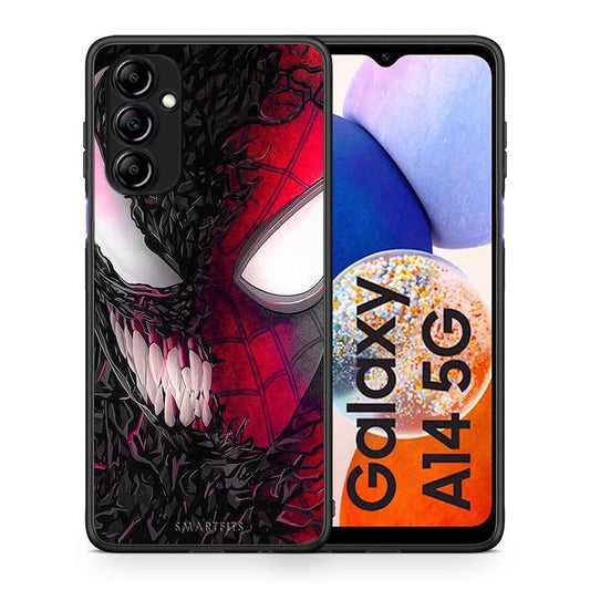 Θήκη Samsung Galaxy A14 / A14 5G PopArt SpiderVenom από τη Smartfits με σχέδιο στο πίσω μέρος και μαύρο περίβλημα | Samsung Galaxy A14 / A14 5G PopArt SpiderVenom Case with Colorful Back and Black Bezels
