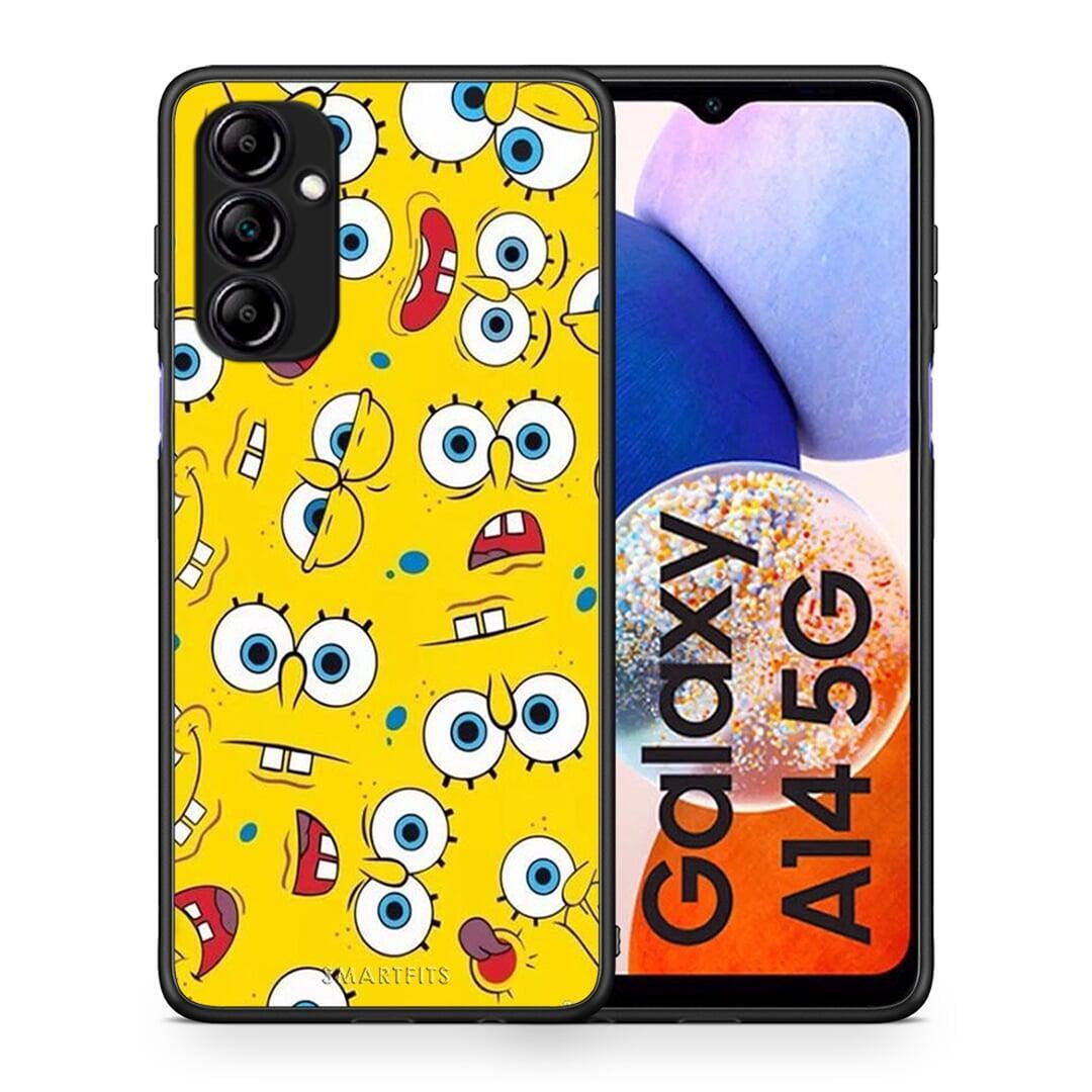 Θήκη Samsung Galaxy A14 / A14 5G PopArt Sponge από τη Smartfits με σχέδιο στο πίσω μέρος και μαύρο περίβλημα | Samsung Galaxy A14 / A14 5G PopArt Sponge Case with Colorful Back and Black Bezels