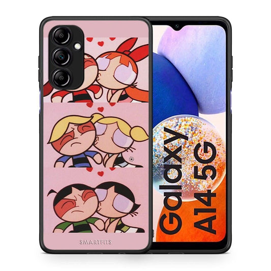 Θήκη Samsung Galaxy A14 / A14 5G Puff Love από τη Smartfits με σχέδιο στο πίσω μέρος και μαύρο περίβλημα | Samsung Galaxy A14 / A14 5G Puff Love Case with Colorful Back and Black Bezels