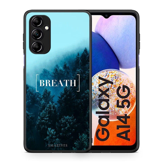 Θήκη Samsung Galaxy A14 / A14 5G Quote Breath από τη Smartfits με σχέδιο στο πίσω μέρος και μαύρο περίβλημα | Samsung Galaxy A14 / A14 5G Quote Breath Case with Colorful Back and Black Bezels