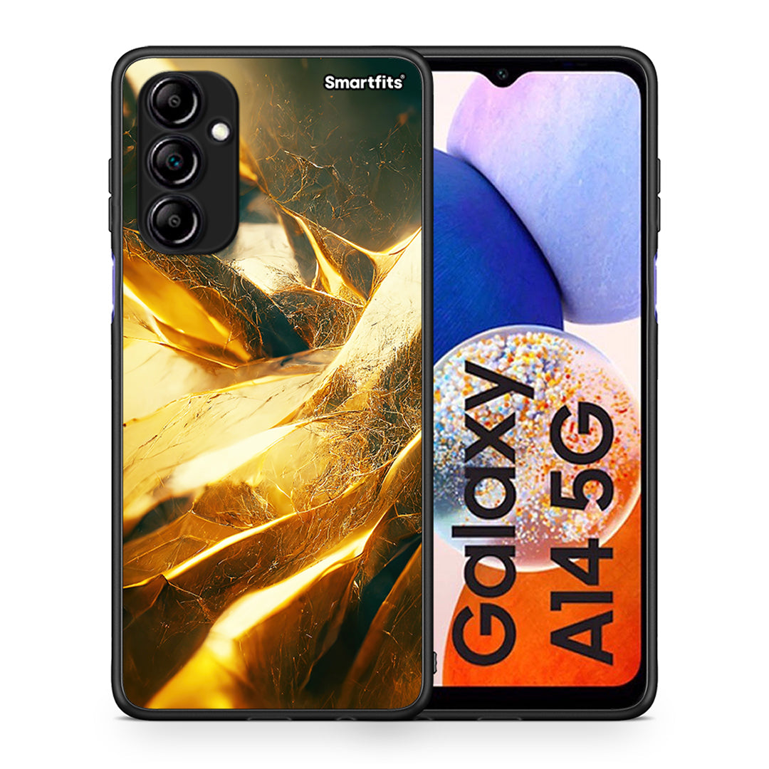 Θήκη Samsung Galaxy A14 / A14 5G Real Gold από τη Smartfits με σχέδιο στο πίσω μέρος και μαύρο περίβλημα | Samsung Galaxy A14 / A14 5G Real Gold Case with Colorful Back and Black Bezels