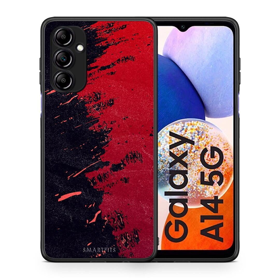 Θήκη Samsung Galaxy A14 / A14 5G Red Paint από τη Smartfits με σχέδιο στο πίσω μέρος και μαύρο περίβλημα | Samsung Galaxy A14 / A14 5G Red Paint Case with Colorful Back and Black Bezels