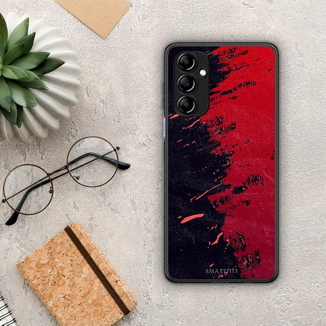 Θήκη Samsung Galaxy A14 / A14 5G Red Paint από τη Smartfits με σχέδιο στο πίσω μέρος και μαύρο περίβλημα | Samsung Galaxy A14 / A14 5G Red Paint Case with Colorful Back and Black Bezels