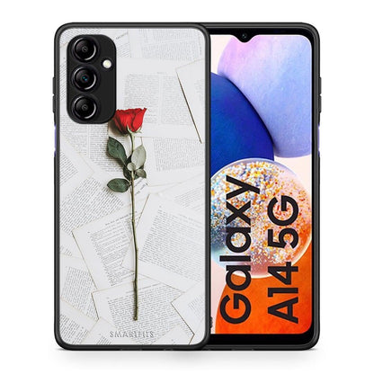Θήκη Samsung Galaxy A14 / A14 5G Red Rose από τη Smartfits με σχέδιο στο πίσω μέρος και μαύρο περίβλημα | Samsung Galaxy A14 / A14 5G Red Rose Case with Colorful Back and Black Bezels