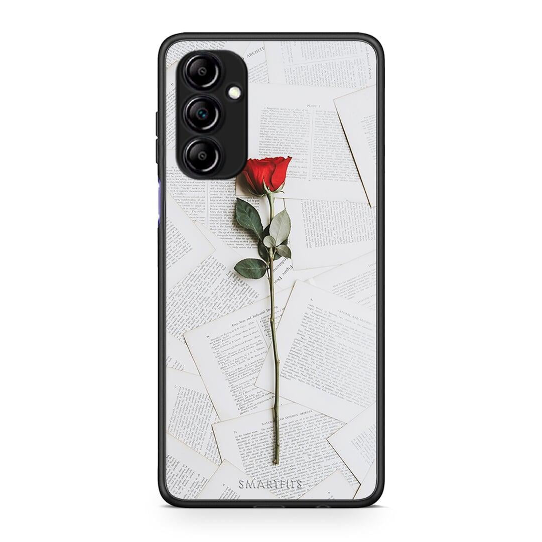 Θήκη Samsung Galaxy A14 / A14 5G Red Rose από τη Smartfits με σχέδιο στο πίσω μέρος και μαύρο περίβλημα | Samsung Galaxy A14 / A14 5G Red Rose Case with Colorful Back and Black Bezels