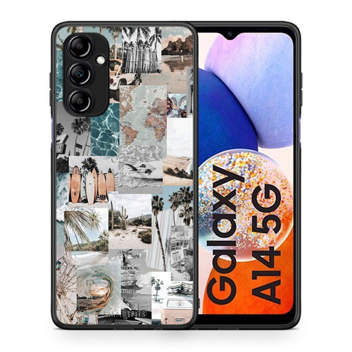 Θήκη Samsung Galaxy A14 / A14 5G Retro Beach Life από τη Smartfits με σχέδιο στο πίσω μέρος και μαύρο περίβλημα | Samsung Galaxy A14 / A14 5G Retro Beach Life Case with Colorful Back and Black Bezels