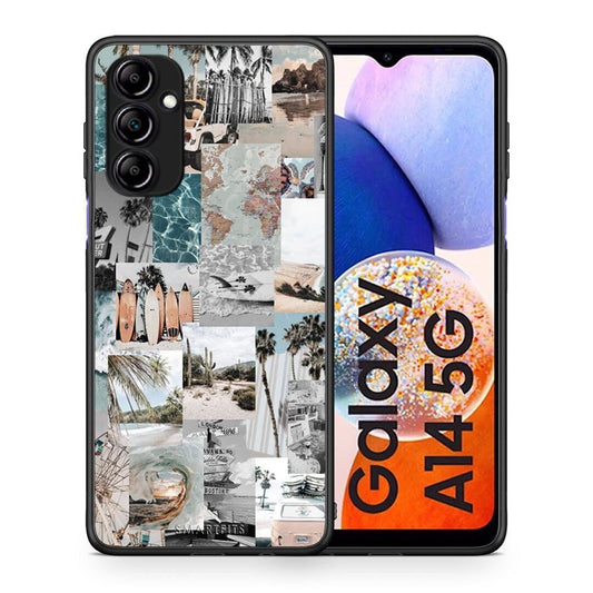 Θήκη Samsung Galaxy A14 / A14 5G Retro Beach Life από τη Smartfits με σχέδιο στο πίσω μέρος και μαύρο περίβλημα | Samsung Galaxy A14 / A14 5G Retro Beach Life Case with Colorful Back and Black Bezels