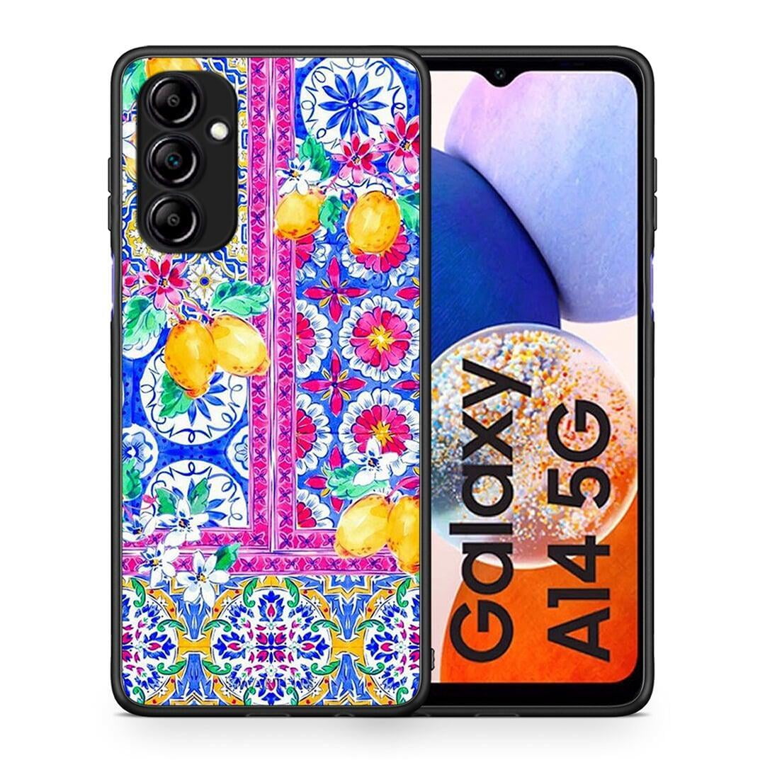 Θήκη Samsung Galaxy A14 / A14 5G Retro Spring από τη Smartfits με σχέδιο στο πίσω μέρος και μαύρο περίβλημα | Samsung Galaxy A14 / A14 5G Retro Spring Case with Colorful Back and Black Bezels