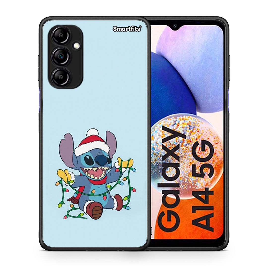 Θήκη Samsung Galaxy A14 / A14 5G Santa Stich από τη Smartfits με σχέδιο στο πίσω μέρος και μαύρο περίβλημα | Samsung Galaxy A14 / A14 5G Santa Stich Case with Colorful Back and Black Bezels