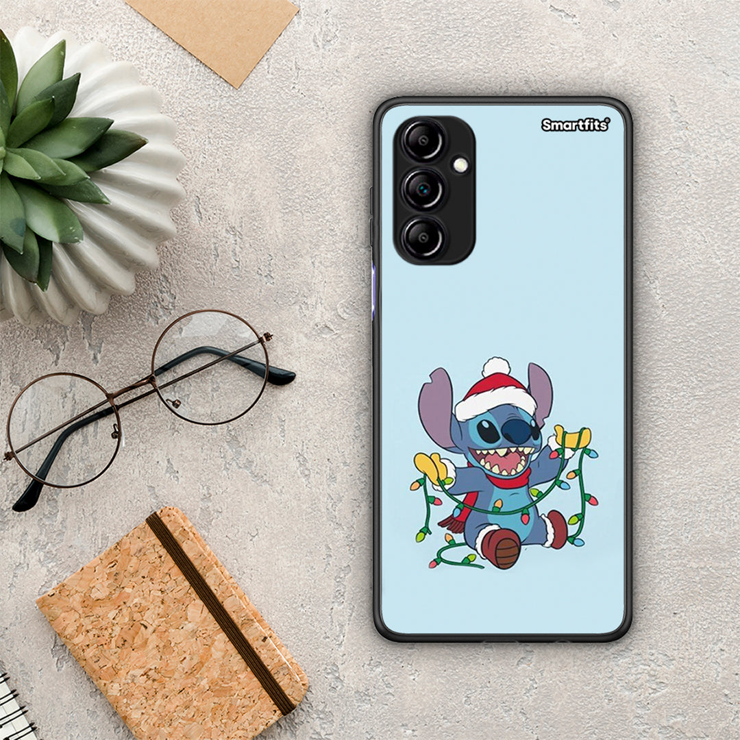 Θήκη Samsung Galaxy A14 / A14 5G Santa Stich από τη Smartfits με σχέδιο στο πίσω μέρος και μαύρο περίβλημα | Samsung Galaxy A14 / A14 5G Santa Stich Case with Colorful Back and Black Bezels