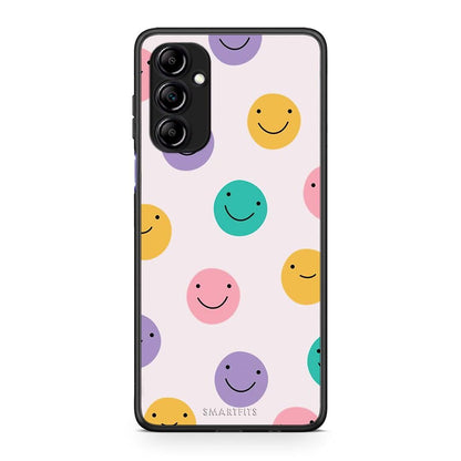 Θήκη Samsung Galaxy A14 / A14 5G Smiley Faces από τη Smartfits με σχέδιο στο πίσω μέρος και μαύρο περίβλημα | Samsung Galaxy A14 / A14 5G Smiley Faces Case with Colorful Back and Black Bezels