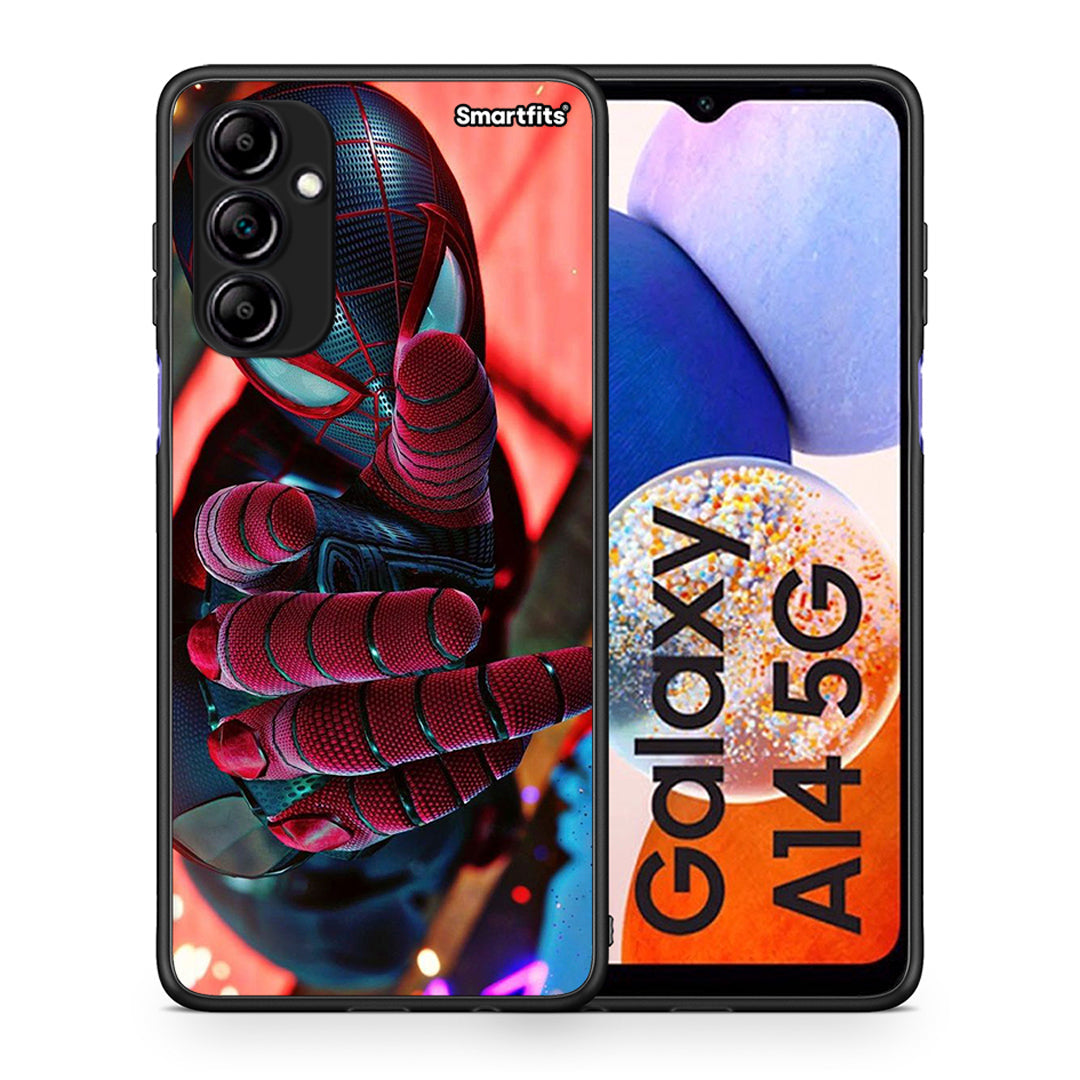 Θήκη Samsung Galaxy A14 / A14 5G Spider Hand από τη Smartfits με σχέδιο στο πίσω μέρος και μαύρο περίβλημα | Samsung Galaxy A14 / A14 5G Spider Hand Case with Colorful Back and Black Bezels