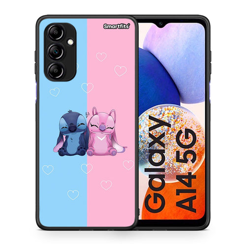 Θήκη Samsung Galaxy A14 / A14 5G Stitch And Angel από τη Smartfits με σχέδιο στο πίσω μέρος και μαύρο περίβλημα | Samsung Galaxy A14 / A14 5G Stitch And Angel Case with Colorful Back and Black Bezels
