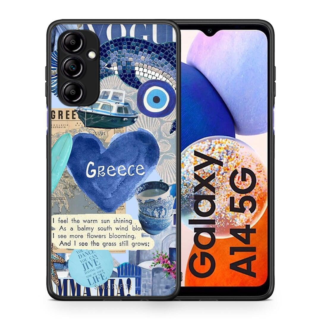 Θήκη Samsung Galaxy A14 / A14 5G Summer In Greece από τη Smartfits με σχέδιο στο πίσω μέρος και μαύρο περίβλημα | Samsung Galaxy A14 / A14 5G Summer In Greece Case with Colorful Back and Black Bezels