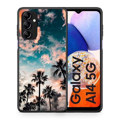 Θήκη Samsung Galaxy A14 / A14 5G Summer Sky από τη Smartfits με σχέδιο στο πίσω μέρος και μαύρο περίβλημα | Samsung Galaxy A14 / A14 5G Summer Sky Case with Colorful Back and Black Bezels