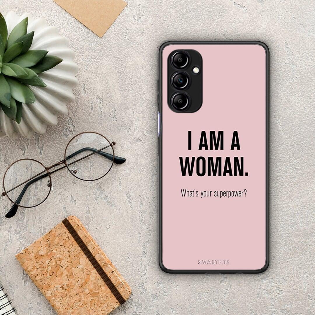 Θήκη Samsung Galaxy A14 / A14 5G Superpower Woman από τη Smartfits με σχέδιο στο πίσω μέρος και μαύρο περίβλημα | Samsung Galaxy A14 / A14 5G Superpower Woman Case with Colorful Back and Black Bezels