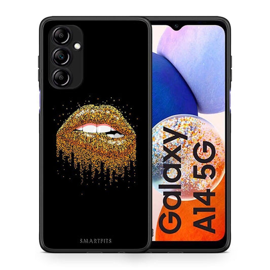Θήκη Samsung Galaxy A14 / A14 5G Valentine Golden από τη Smartfits με σχέδιο στο πίσω μέρος και μαύρο περίβλημα | Samsung Galaxy A14 / A14 5G Valentine Golden Case with Colorful Back and Black Bezels