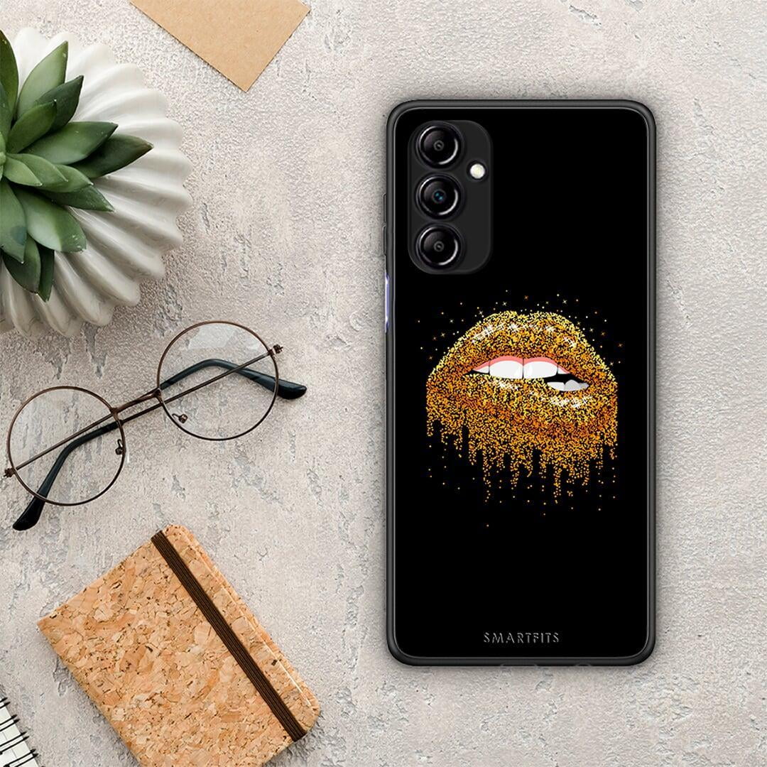 Θήκη Samsung Galaxy A14 / A14 5G Valentine Golden από τη Smartfits με σχέδιο στο πίσω μέρος και μαύρο περίβλημα | Samsung Galaxy A14 / A14 5G Valentine Golden Case with Colorful Back and Black Bezels