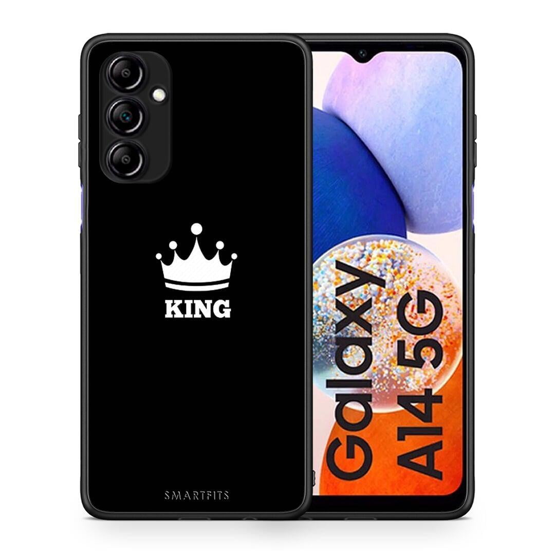 Θήκη Samsung Galaxy A14 / A14 5G Valentine King από τη Smartfits με σχέδιο στο πίσω μέρος και μαύρο περίβλημα | Samsung Galaxy A14 / A14 5G Valentine King Case with Colorful Back and Black Bezels