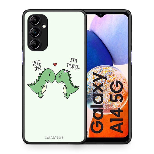 Θήκη Samsung Galaxy A14 / A14 5G Valentine Rex από τη Smartfits με σχέδιο στο πίσω μέρος και μαύρο περίβλημα | Samsung Galaxy A14 / A14 5G Valentine Rex Case with Colorful Back and Black Bezels