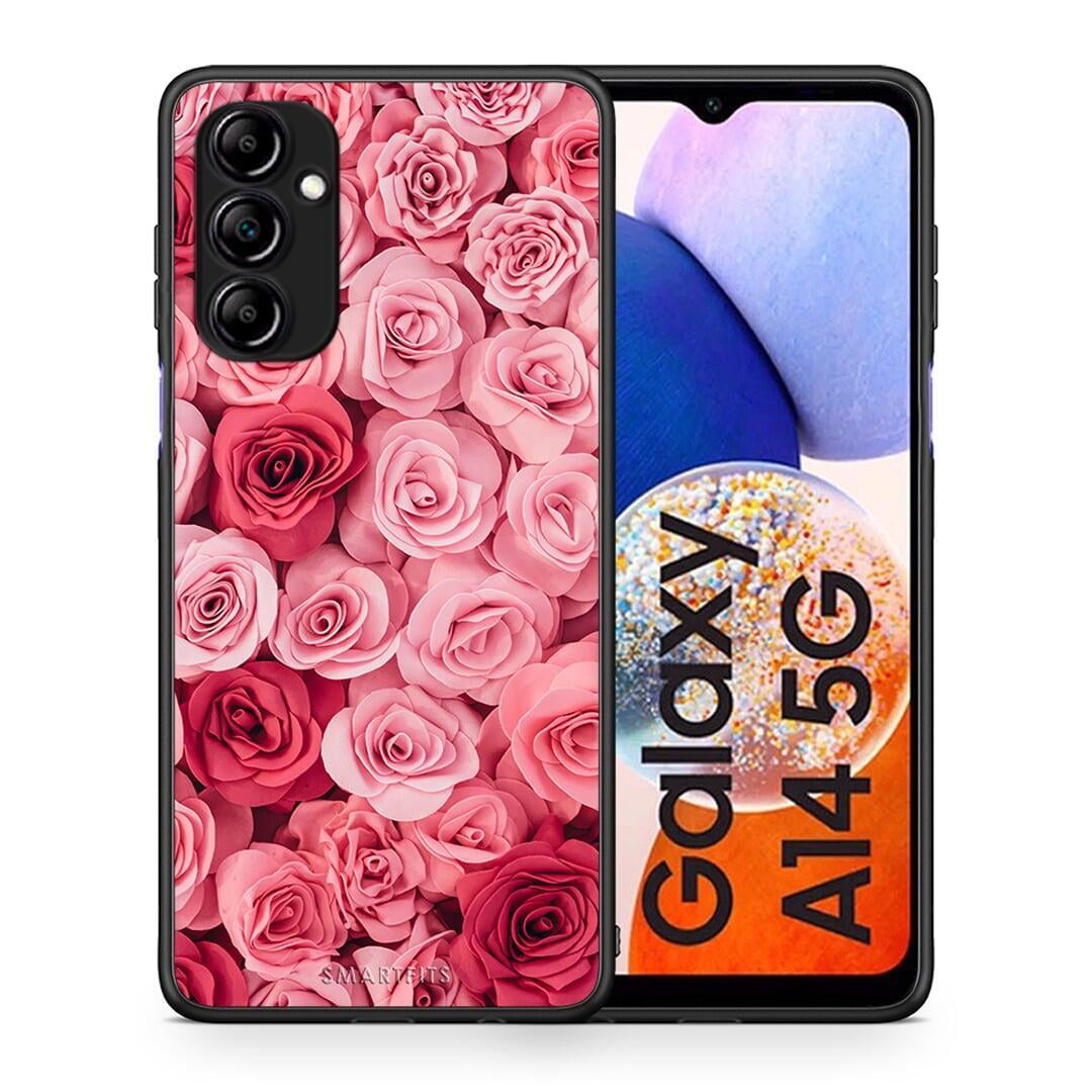 Θήκη Samsung Galaxy A14 / A14 5G Valentine RoseGarden από τη Smartfits με σχέδιο στο πίσω μέρος και μαύρο περίβλημα | Samsung Galaxy A14 / A14 5G Valentine RoseGarden Case with Colorful Back and Black Bezels