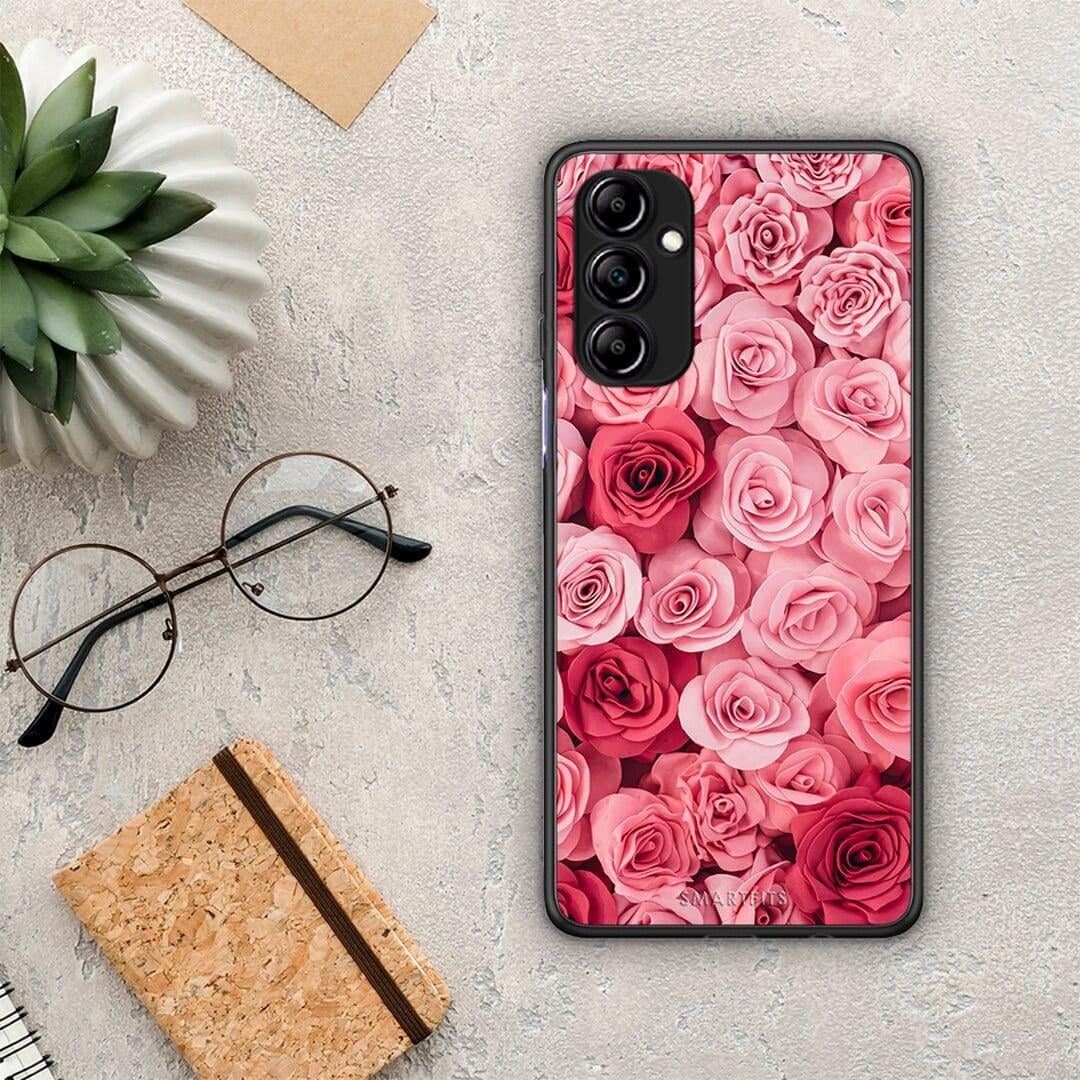 Θήκη Samsung Galaxy A14 / A14 5G Valentine RoseGarden από τη Smartfits με σχέδιο στο πίσω μέρος και μαύρο περίβλημα | Samsung Galaxy A14 / A14 5G Valentine RoseGarden Case with Colorful Back and Black Bezels