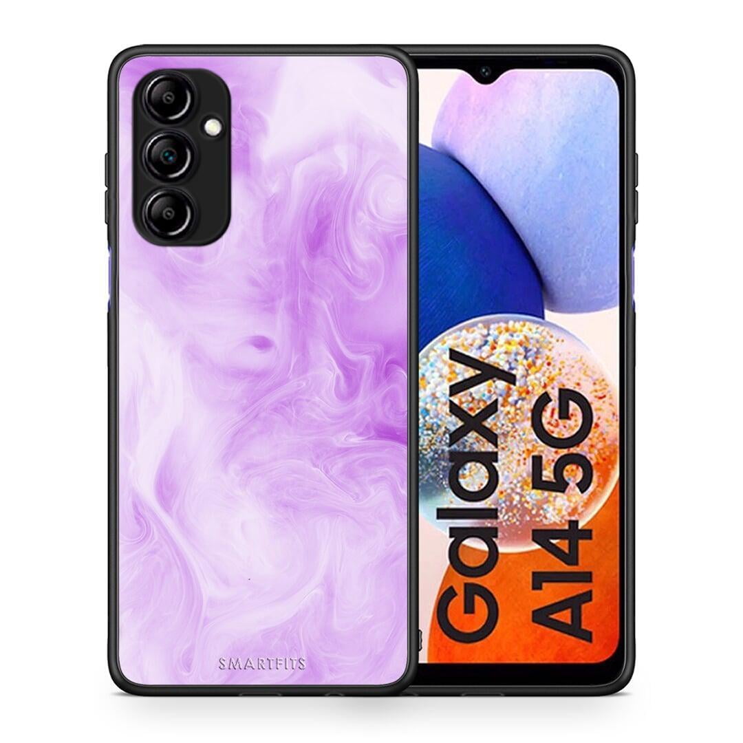 Θήκη Samsung Galaxy A14 / A14 5G Watercolor Lavender από τη Smartfits με σχέδιο στο πίσω μέρος και μαύρο περίβλημα | Samsung Galaxy A14 / A14 5G Watercolor Lavender Case with Colorful Back and Black Bezels