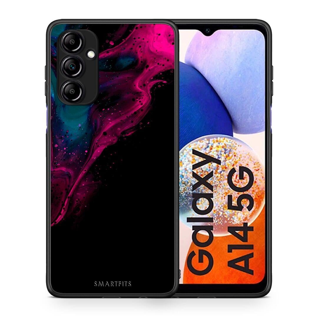 Θήκη Samsung Galaxy A14 / A14 5G Watercolor Pink Black από τη Smartfits με σχέδιο στο πίσω μέρος και μαύρο περίβλημα | Samsung Galaxy A14 / A14 5G Watercolor Pink Black Case with Colorful Back and Black Bezels