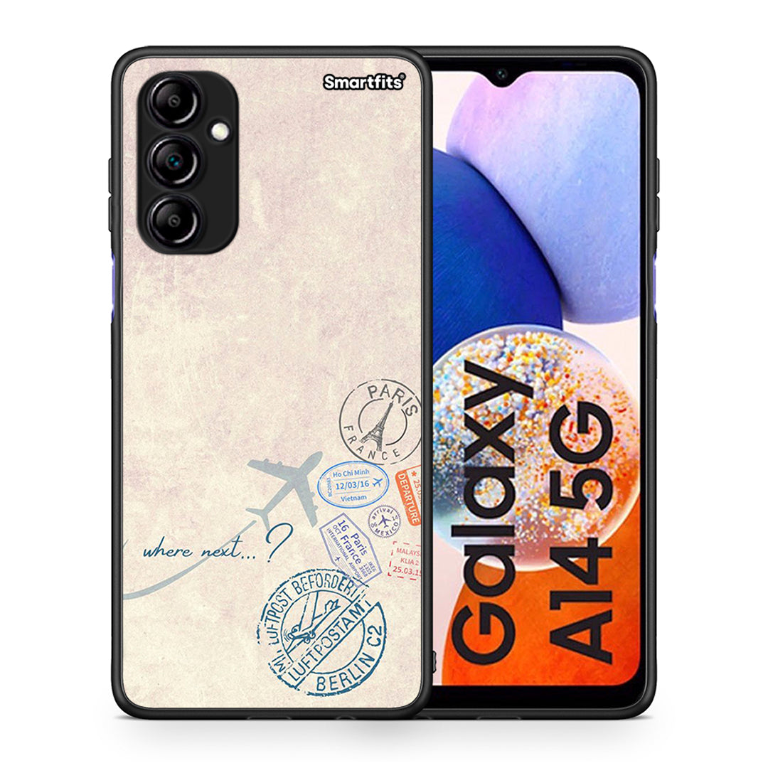 Θήκη Samsung Galaxy A14 / A14 5G Where Next από τη Smartfits με σχέδιο στο πίσω μέρος και μαύρο περίβλημα | Samsung Galaxy A14 / A14 5G Where Next Case with Colorful Back and Black Bezels