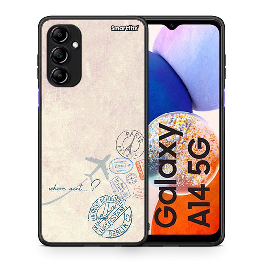 Θήκη Samsung Galaxy A14 / A14 5G Where Next από τη Smartfits με σχέδιο στο πίσω μέρος και μαύρο περίβλημα | Samsung Galaxy A14 / A14 5G Where Next Case with Colorful Back and Black Bezels