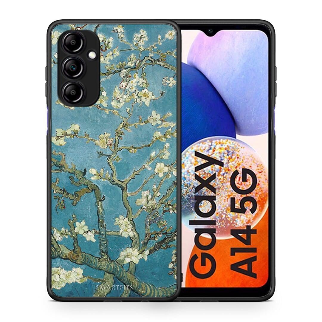 Θήκη Samsung Galaxy A14 / A14 5G White Blossoms από τη Smartfits με σχέδιο στο πίσω μέρος και μαύρο περίβλημα | Samsung Galaxy A14 / A14 5G White Blossoms Case with Colorful Back and Black Bezels