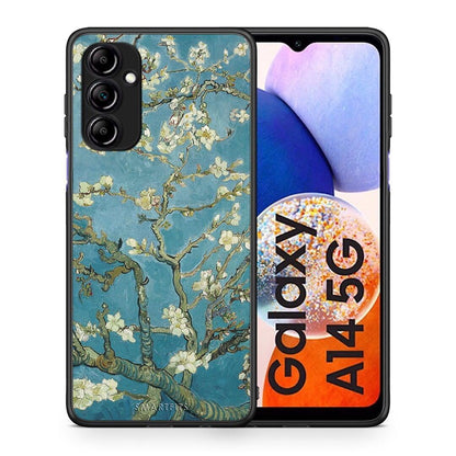 Θήκη Samsung Galaxy A14 / A14 5G White Blossoms από τη Smartfits με σχέδιο στο πίσω μέρος και μαύρο περίβλημα | Samsung Galaxy A14 / A14 5G White Blossoms Case with Colorful Back and Black Bezels
