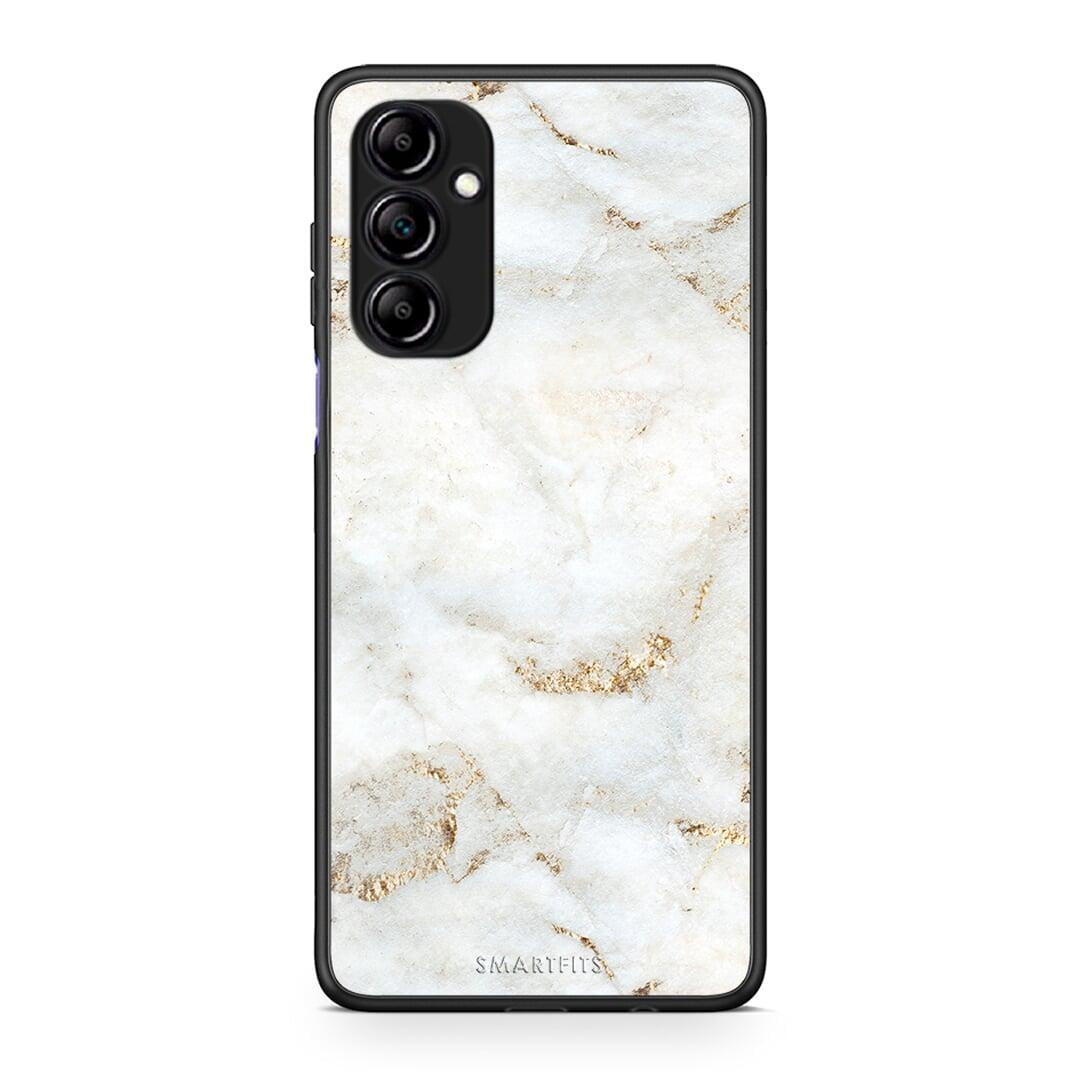 Θήκη Samsung Galaxy A14 / A14 5G White Gold Marble από τη Smartfits με σχέδιο στο πίσω μέρος και μαύρο περίβλημα | Samsung Galaxy A14 / A14 5G White Gold Marble Case with Colorful Back and Black Bezels