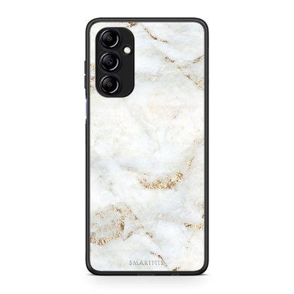 Θήκη Samsung Galaxy A14 / A14 5G White Gold Marble από τη Smartfits με σχέδιο στο πίσω μέρος και μαύρο περίβλημα | Samsung Galaxy A14 / A14 5G White Gold Marble Case with Colorful Back and Black Bezels