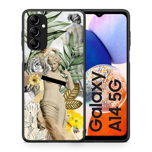 Θήκη Samsung Galaxy A14 / A14 5G Woman Statue από τη Smartfits με σχέδιο στο πίσω μέρος και μαύρο περίβλημα | Samsung Galaxy A14 / A14 5G Woman Statue Case with Colorful Back and Black Bezels