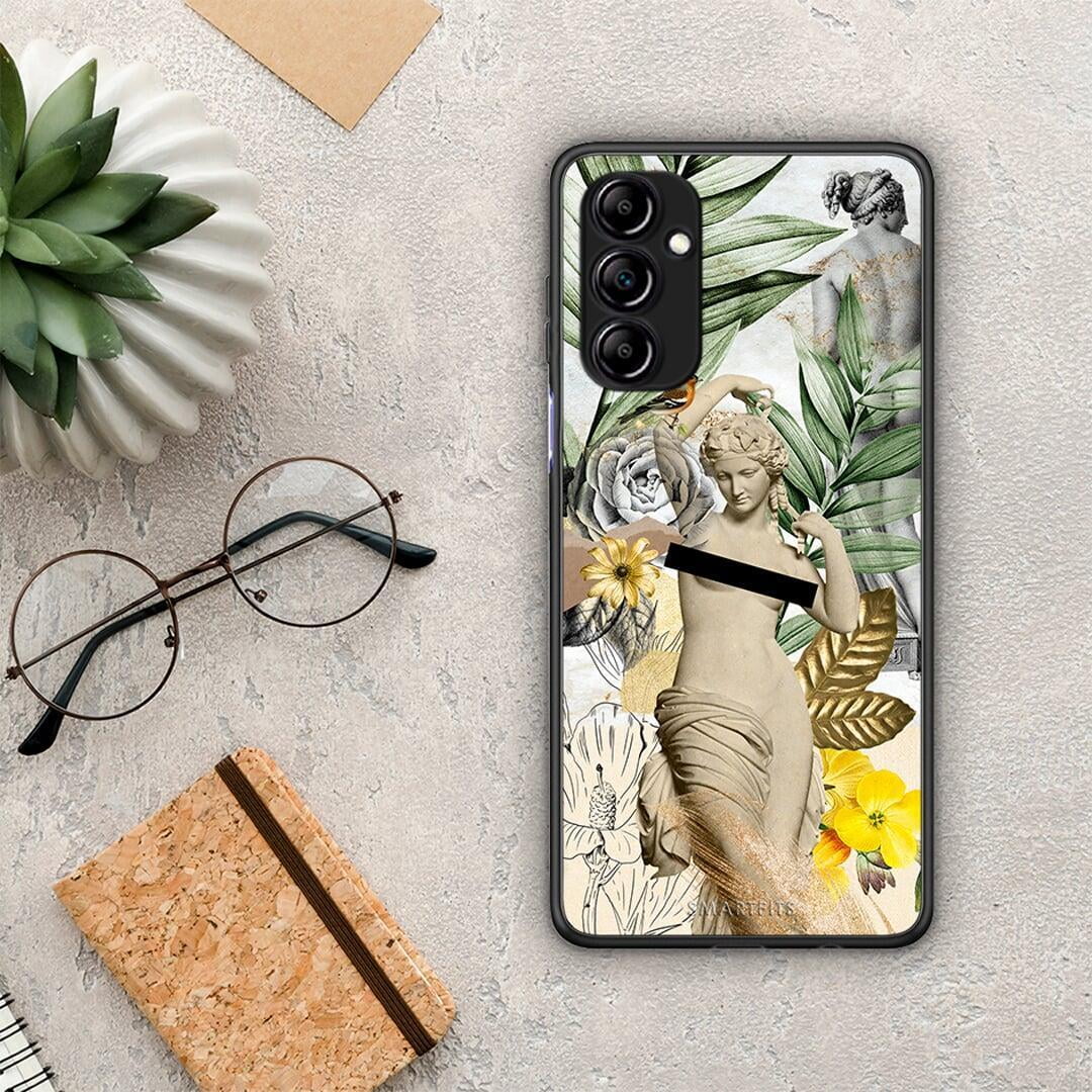 Θήκη Samsung Galaxy A14 / A14 5G Woman Statue από τη Smartfits με σχέδιο στο πίσω μέρος και μαύρο περίβλημα | Samsung Galaxy A14 / A14 5G Woman Statue Case with Colorful Back and Black Bezels