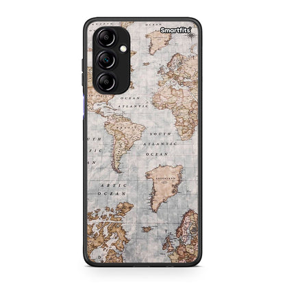 Θήκη Samsung Galaxy A14 / A14 5G World Map από τη Smartfits με σχέδιο στο πίσω μέρος και μαύρο περίβλημα | Samsung Galaxy A14 / A14 5G World Map Case with Colorful Back and Black Bezels