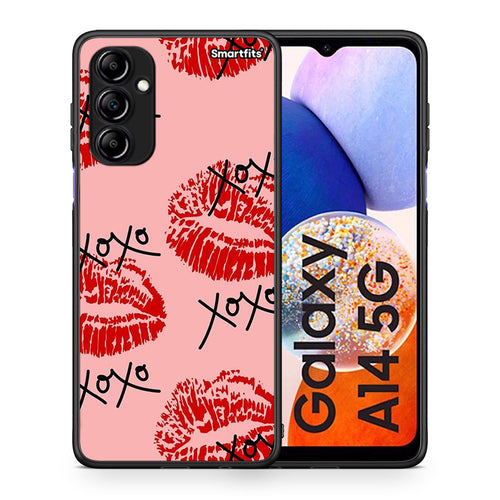 Θήκη Samsung Galaxy A14 / A14 5G XOXO Lips από τη Smartfits με σχέδιο στο πίσω μέρος και μαύρο περίβλημα | Samsung Galaxy A14 / A14 5G XOXO Lips Case with Colorful Back and Black Bezels