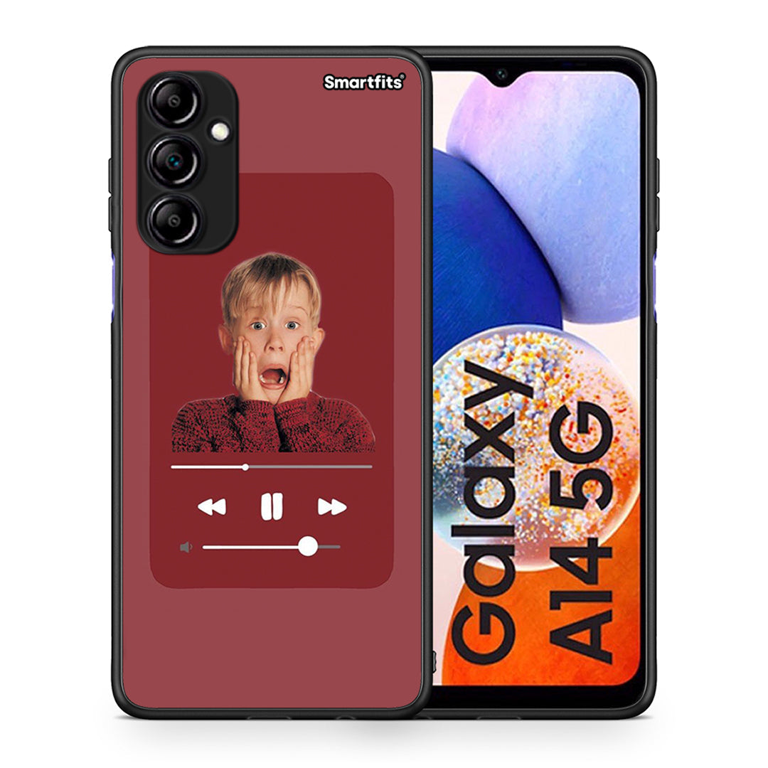 Θήκη Samsung Galaxy A14 / A14 5G Xmas Alone Music από τη Smartfits με σχέδιο στο πίσω μέρος και μαύρο περίβλημα | Samsung Galaxy A14 / A14 5G Xmas Alone Music Case with Colorful Back and Black Bezels