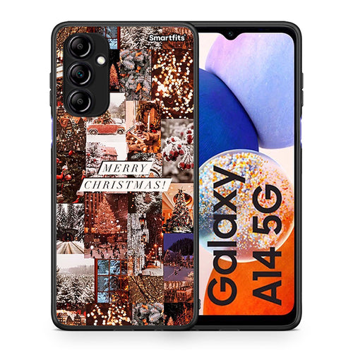 Θήκη Samsung Galaxy A14 / A14 5G Xmas Collage από τη Smartfits με σχέδιο στο πίσω μέρος και μαύρο περίβλημα | Samsung Galaxy A14 / A14 5G Xmas Collage Case with Colorful Back and Black Bezels