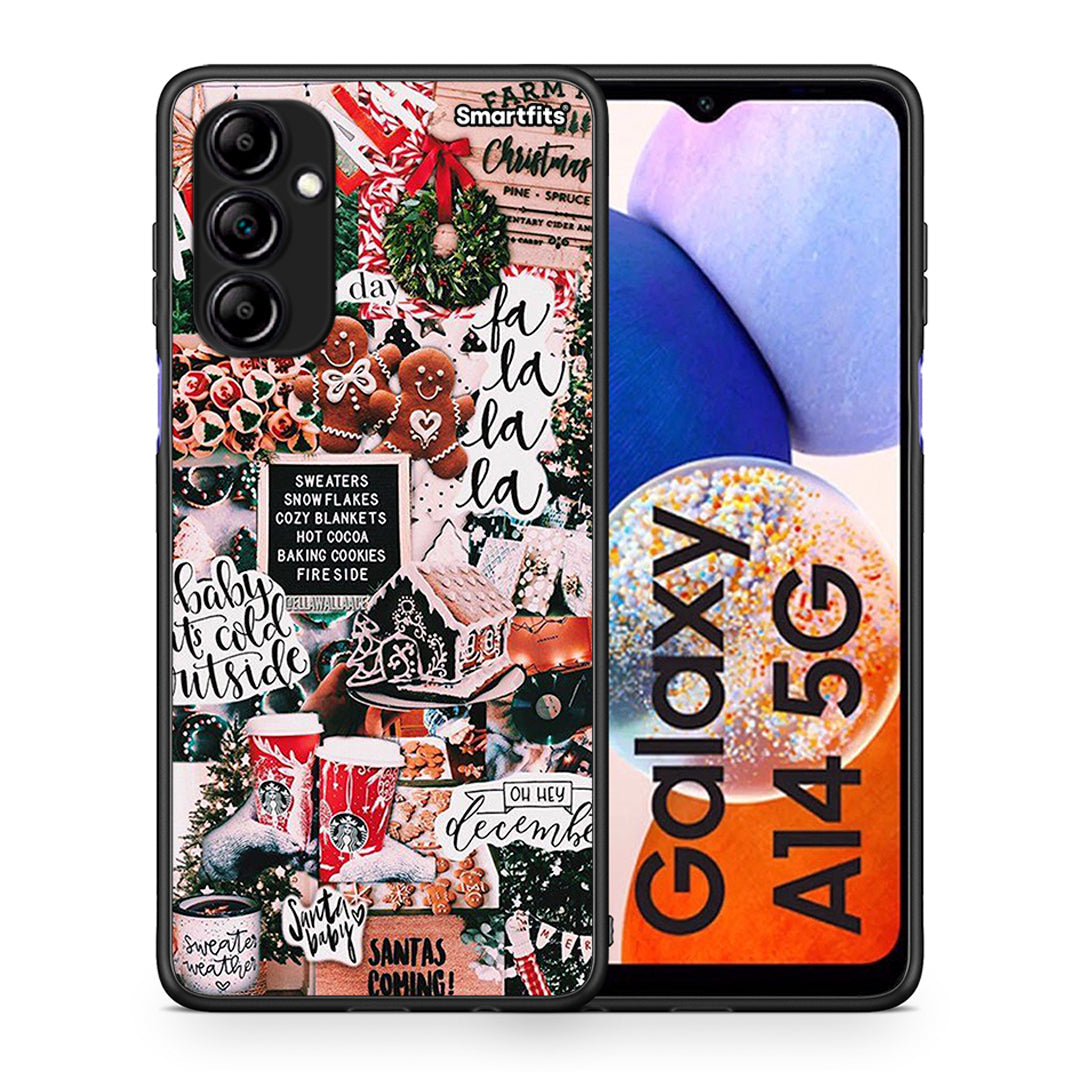 Θήκη Samsung Galaxy A14 / A14 5G Xmas Habbits από τη Smartfits με σχέδιο στο πίσω μέρος και μαύρο περίβλημα | Samsung Galaxy A14 / A14 5G Xmas Habbits Case with Colorful Back and Black Bezels