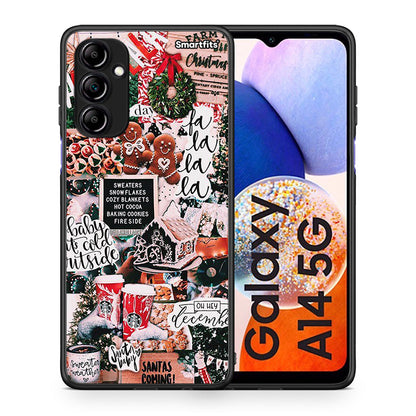 Θήκη Samsung Galaxy A14 / A14 5G Xmas Habbits από τη Smartfits με σχέδιο στο πίσω μέρος και μαύρο περίβλημα | Samsung Galaxy A14 / A14 5G Xmas Habbits Case with Colorful Back and Black Bezels