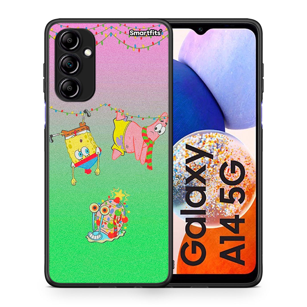 Θήκη Samsung Galaxy A14 / A14 5G Xmas Lights από τη Smartfits με σχέδιο στο πίσω μέρος και μαύρο περίβλημα | Samsung Galaxy A14 / A14 5G Xmas Lights Case with Colorful Back and Black Bezels