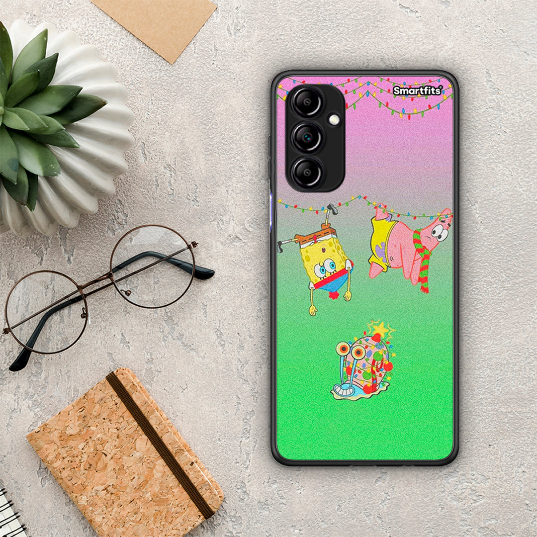 Θήκη Samsung Galaxy A14 / A14 5G Xmas Lights από τη Smartfits με σχέδιο στο πίσω μέρος και μαύρο περίβλημα | Samsung Galaxy A14 / A14 5G Xmas Lights Case with Colorful Back and Black Bezels