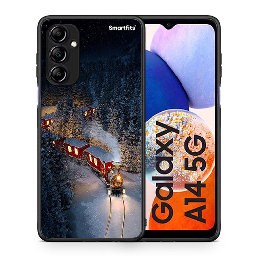 Θήκη Samsung Galaxy A14 / A14 5G Xmas Train από τη Smartfits με σχέδιο στο πίσω μέρος και μαύρο περίβλημα | Samsung Galaxy A14 / A14 5G Xmas Train Case with Colorful Back and Black Bezels